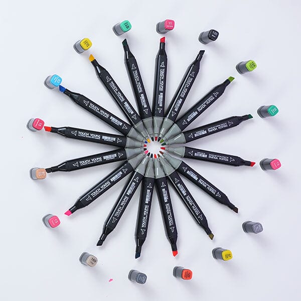 TouchHero Double-Sided Alcohol Based Markers (24 Pack) 1mm & 6mm Tips Simple Studio Art 