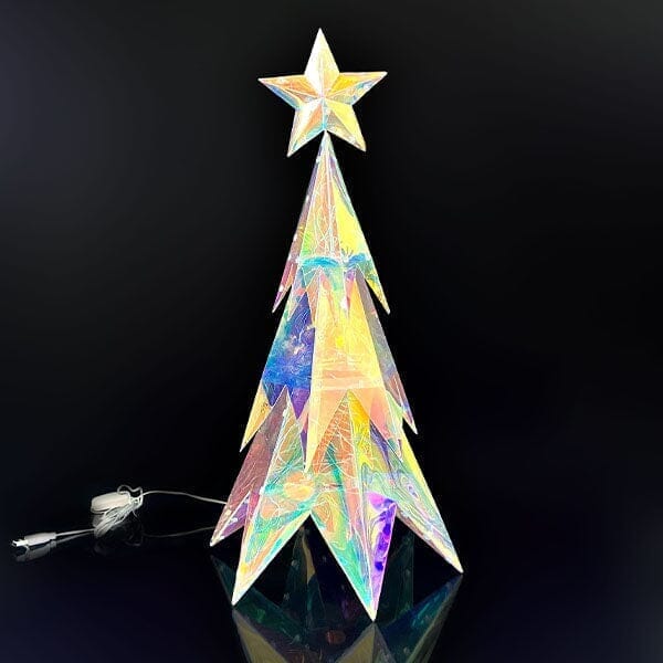 LitLuster Geometric LED Multi-Color Holographic Ornament | Christmas Tree Simple Showcase 