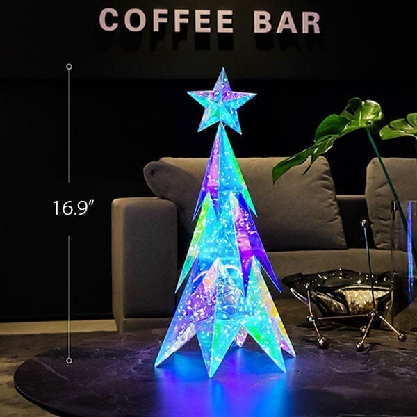 LitLuster Geometric LED Multi-Color Holographic Ornament | Christmas Tree Simple Showcase 