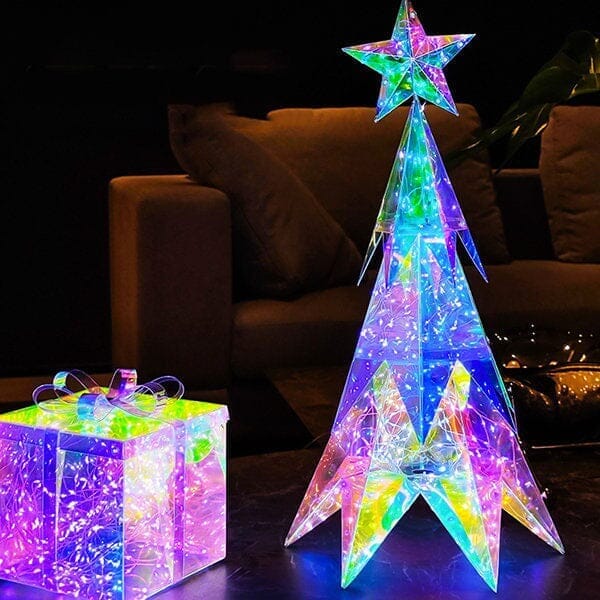 LitLuster Geometric LED Multi-Color Holographic Ornament | Christmas Tree Simple Showcase 