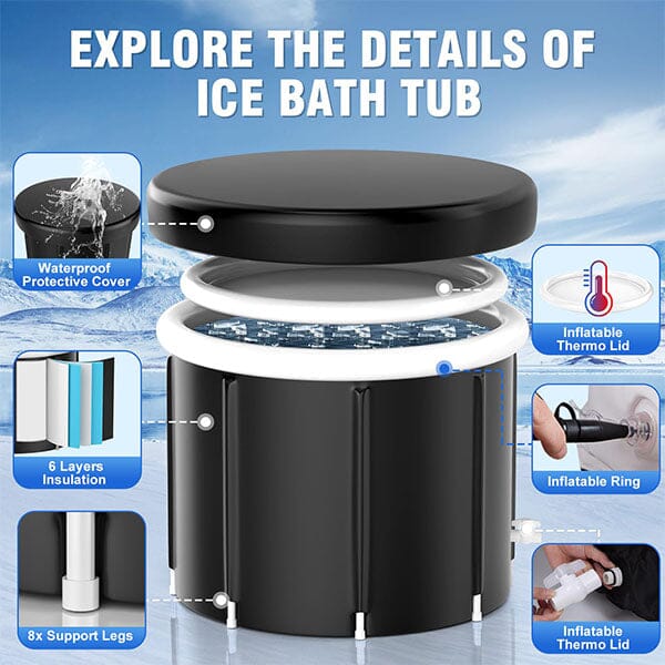 TubZero 2.5ft Tall Inflatable Ice Plunge Tub Simple Exclusive 