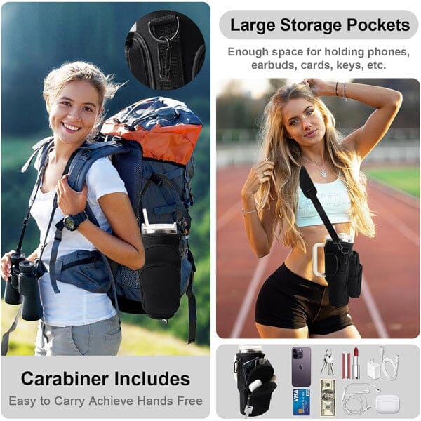 HydriEase Carry Bag Holder w/ Strap & Pockets for 40oz Tumbler Cup Simple Showcase 