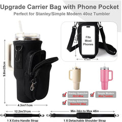 HydriEase Carry Bag Holder w/ Strap & Pockets for 40oz Tumbler Cup Simple Showcase 