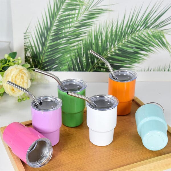 HydriEase Mini 3oz Vacuum Insulated Tumbler Shot Glass Cups With Straws (4pk) Preorder Showcase 