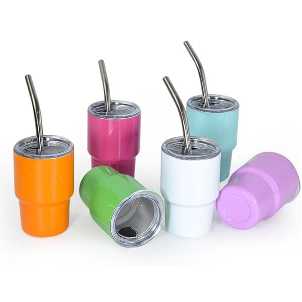 HydriEase Mini 3oz Vacuum Insulated Tumbler Shot Glass Cups With Straws (4pk) Preorder Showcase 