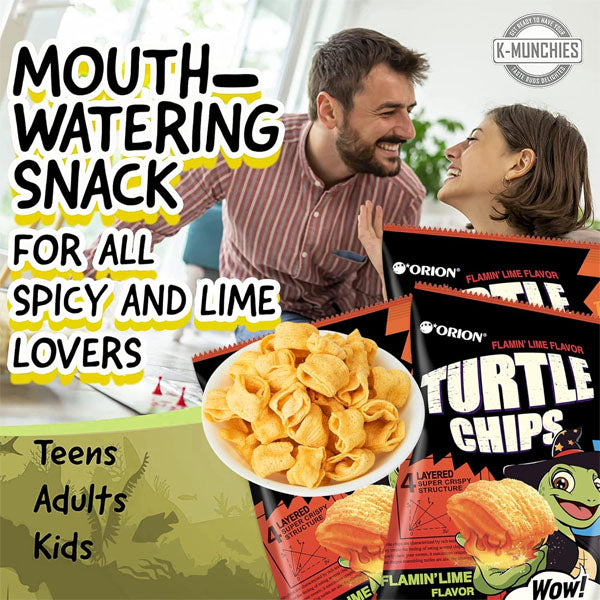 Orion Turtle Chips Korean Snacks - Flamin' Lime Flavor (‎160g)