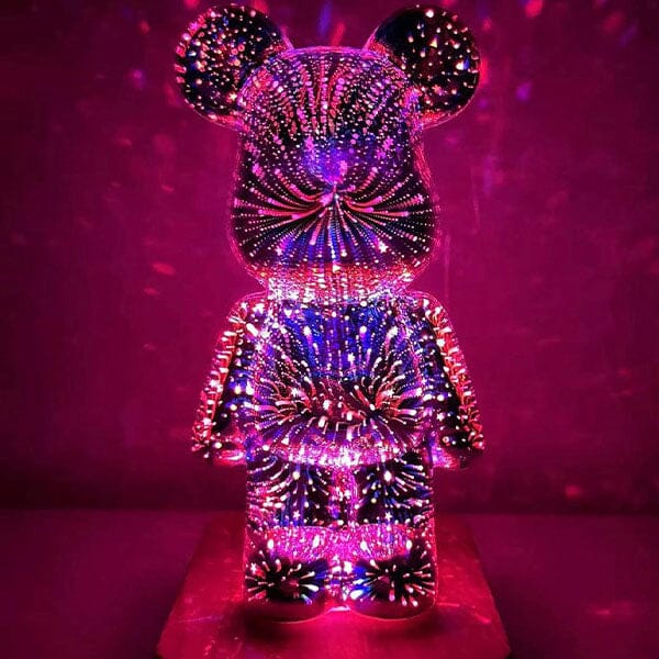 PrismPaws 3D Firework Twinkle Teddy Bear Color-Changing LED Lamp Simple Showcase 