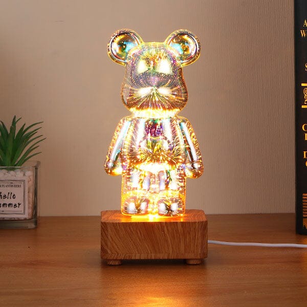 PrismPaws 3D Firework Twinkle Teddy Bear Color-Changing LED Lamp Simple Showcase 