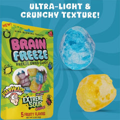 Brain Freeze x Warheads: Extreme Sour Crunch Freeze Dried Candy (2.2oz) Mixed Fruit Flavor Simple Warheads 