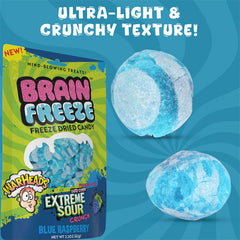 Brain Freeze x Warheads: Extreme Sour Crunch Freeze Dried Candy (2.2oz) Blue Raspberry Flavor