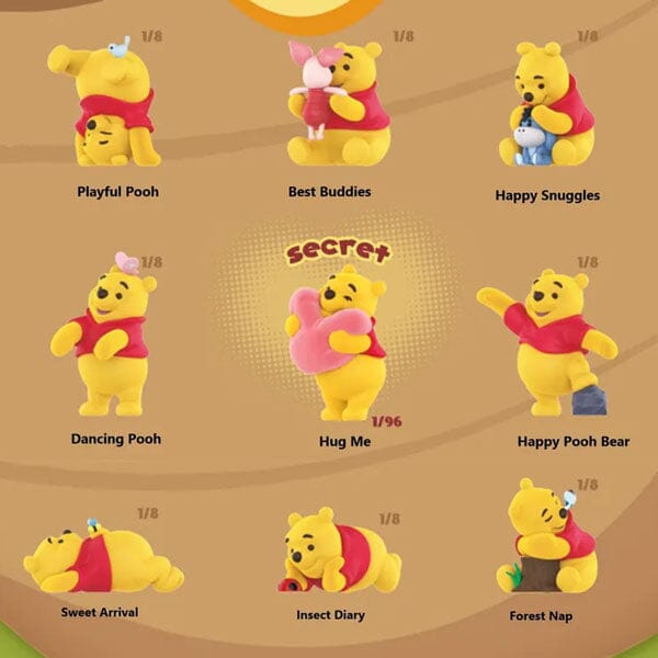52TOYS Disney Winnie The Pooh Carefree Series Flocked Figurine Blind Box (1pc) Simple Disney 