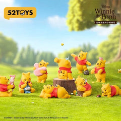 52TOYS Disney Winnie The Pooh Carefree Series Flocked Figurine Blind Box (1pc) Simple Disney 
