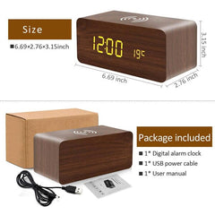 LumbrTime Wood Finish LED Clock With Wireless Induction Phone Charger Simple Showcase 