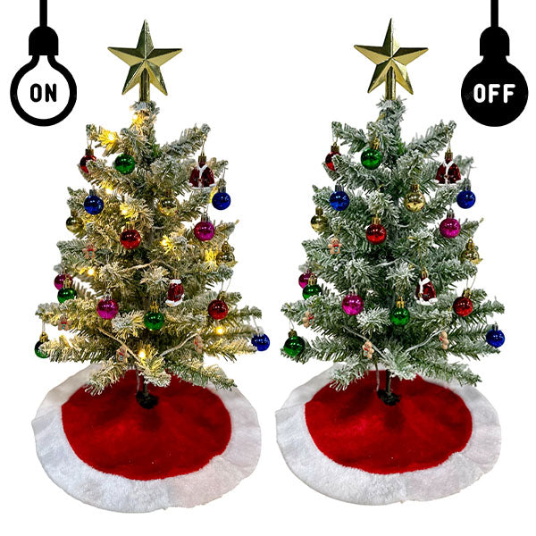 MistlePop 2ft Pre-Lit Mini Christmas Tree Kit (Includes Ornaments)
