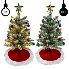 MistlePop 2ft Pre-Lit Mini Christmas Tree Kit (Includes Ornaments)