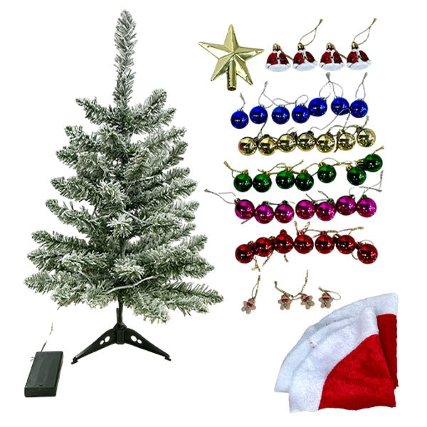 MistlePop 2ft Pre-Lit Mini Christmas Tree Kit (Includes Ornaments)