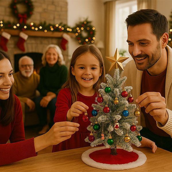 MistlePop 2ft Pre-Lit Mini Christmas Tree Kit (Includes Ornaments)