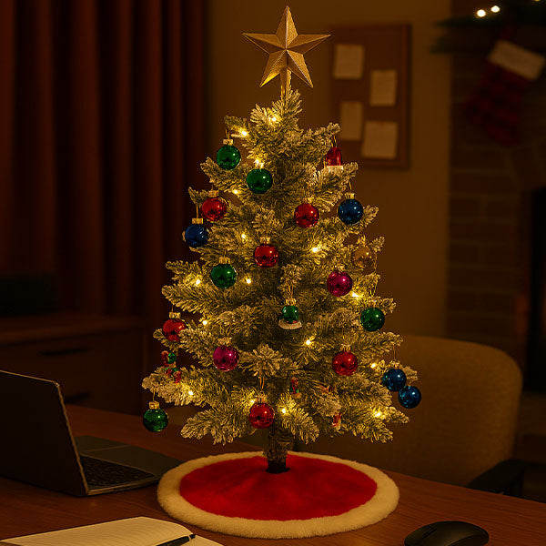 MistlePop 2ft Pre-Lit Mini Christmas Tree Kit (Includes Ornaments)