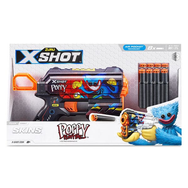 ZURU™ XSHOT Skins Flux Blaster: Poppy Playtime Edition (Includes 8 Darts) Mystery Skin Ships Assorted Simple Showcase 