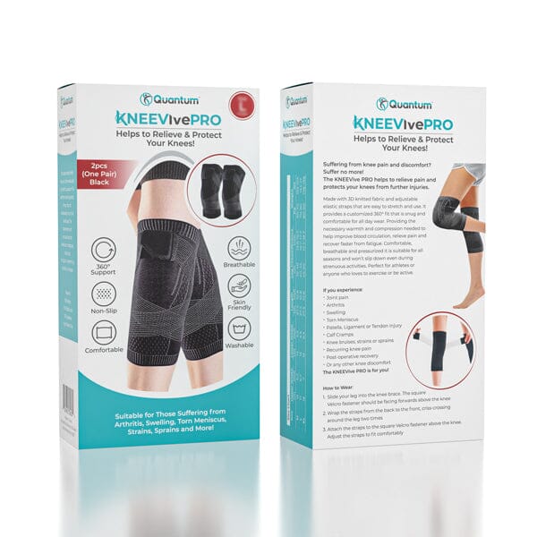 Quantum™ KNEEVive Pro (2pk) | Knee Support Sleeves w/ Elastic Straps Simple Showcase 