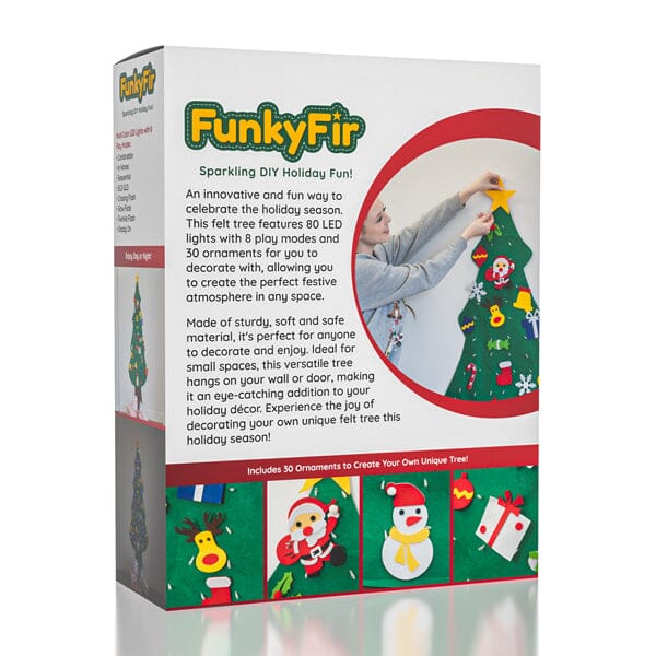 The FunkyFir Tree | 63" Pre-Lit LED Felt Christmas Tree Wall Decal (Includes Ornaments!) | Pre-Order Preorder Showcase 