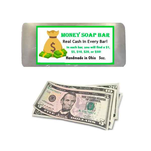 1 Soap Bar with Real Money Inside from Glycerin with Cash Gift inside  (Orange and Peach) - Made in USA (Fruit Mix)