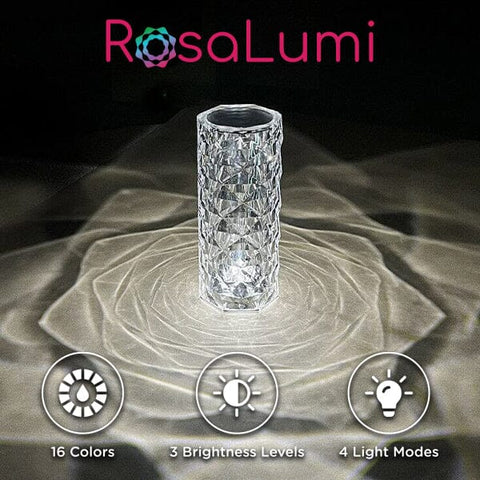 The RosaLumi | LED Crystal Rose Table Lamp | 16 Color Modes