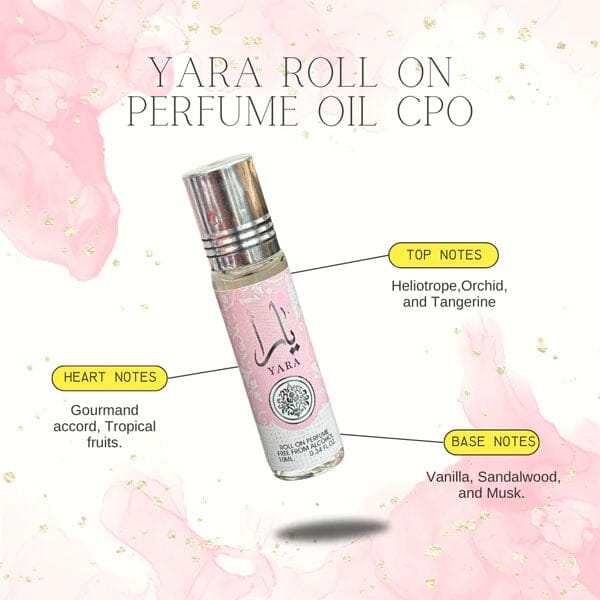 Yara by Lattafa Perfumes Femme Concentrated Oil Fragrance Roll-On (10mL) Simple Showcase 