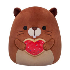 Squishmallows Plush Toys 7.5" Valentine's Day Squad 2024 Chip the Beaver (Heart Cookie) Simple Showcase 