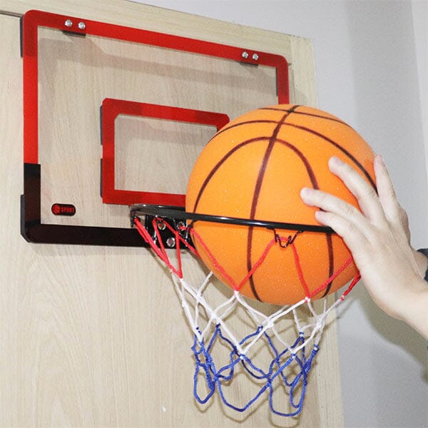 StealthDunk Silent Basketball Indoor Hoop with Clear Backboard Simple Showcase 