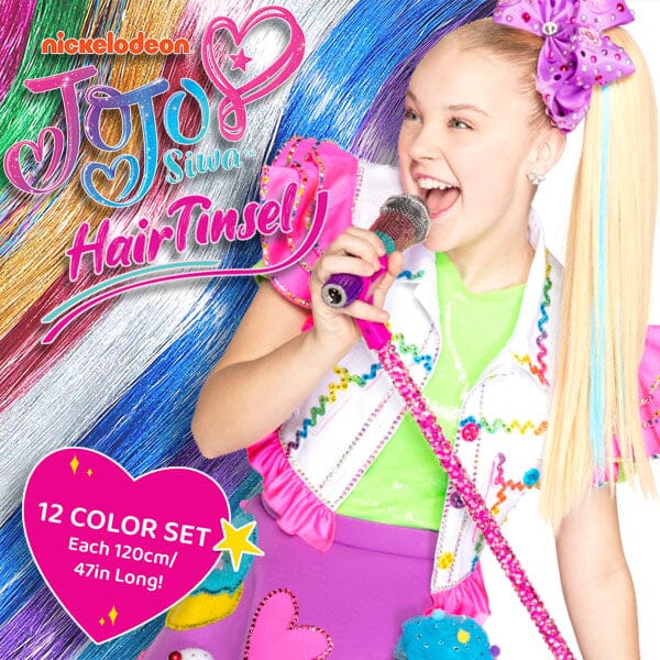 JoJo Siwa's Hair Tinsel Kit, 12 Colors w/ Beads & Application Tool