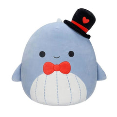 Squishmallows Plush Toys 7.5" Valentine's Day Squad 2024 Samir the Whale (Top Hat) Simple Showcase 