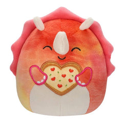 Squishmallows Plush Toys 7.5" Valentine's Day Squad 2024 Trinity the Triceratops (Heart Pizza) Simple Showcase 